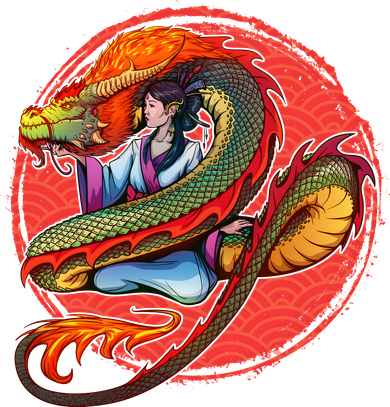 Fire Dragon Warrior Woman Hooded Wearable Blanket