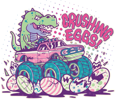 Funny Easter Crushing Eggs TRex Dinosaur Monster Truck Santa Hat