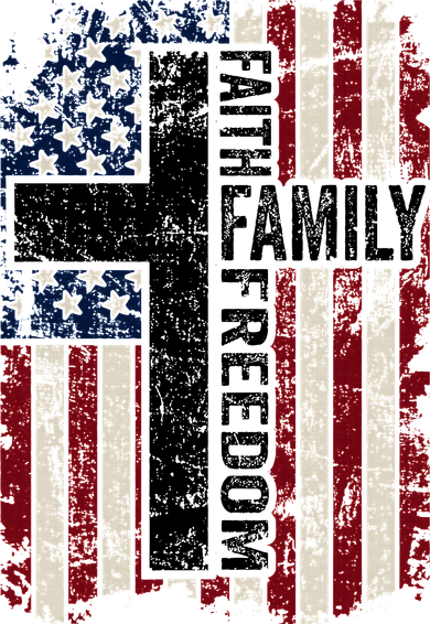 Faith Family Freedom Patriotic Christian Vintage USA Flag Kids T-Shirt