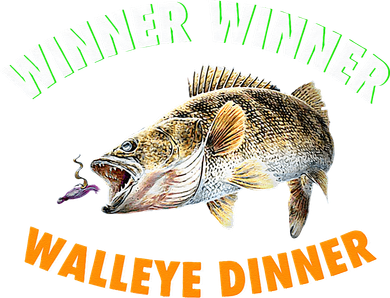Funny Fishing WINNER WINNER WALLEYE DINNER Fish Fry Button