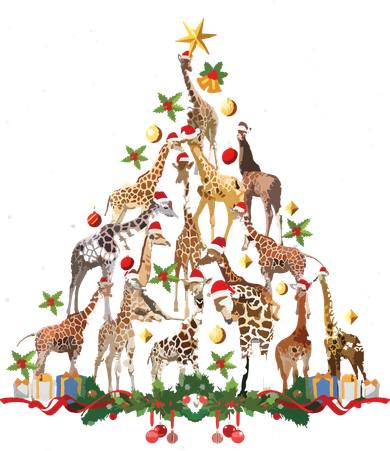 Funny Giraffe Christmas Tree Ornament Decor Cute Women's Hoodie