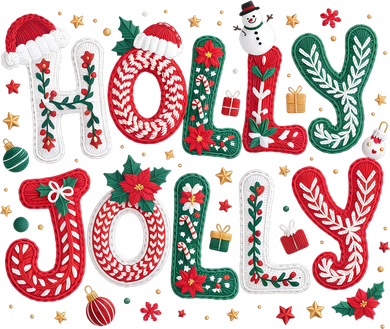 Festive Holly Jolly Christmas Faux Yarn Tote Bag