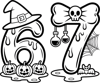 Funny Halloween Six Seven 67 Meme 6-7 Button