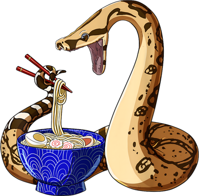 Funny Japanese Kawaii Ramen Noodles Snake Boa Constrictor Button