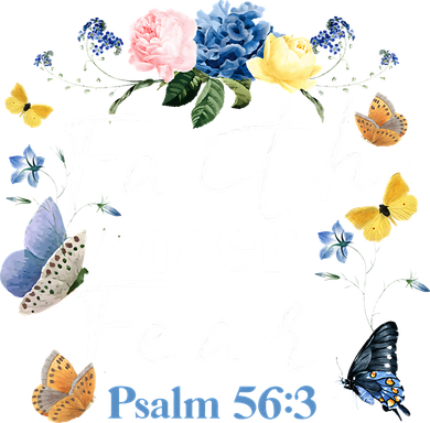 Faith Over Fear Flower Butterfly Christian Bible Verse Ornament