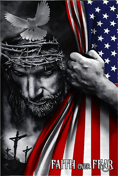 Faith Over Fear God Jesus Christian Flag Funny 4th Of July Doggie Tank