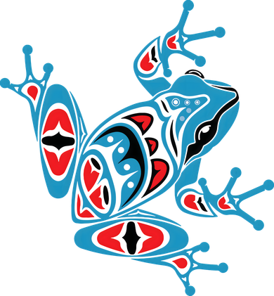 Frog Pacific Northwest Native American Indian Style Blue Red Button