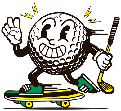 Funny Retro Cartoon Skateboarding Golf Ball Women's T-Shirt