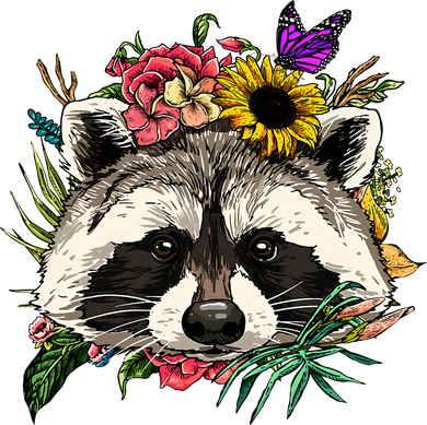Floral Raccoon Gardening Botanical Plant Flower Trash Panda Women's T-Shirt
