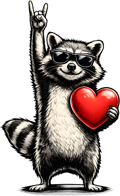 Funny Raccoon Rock On Heart Backpack