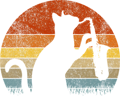 Funny Saxophone Cat Musician Jazz Music Lover Retro Vintage Kids Long Sleeve Shirt