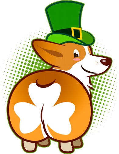 Funny St Patrick's Day Shamrock Corgi Butt Bucket Hat