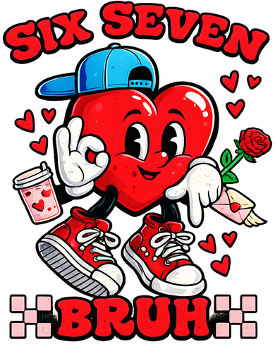 Funny Six Seven Bruh Heart 67 6-7 Valentines Day Kids T-Shirt