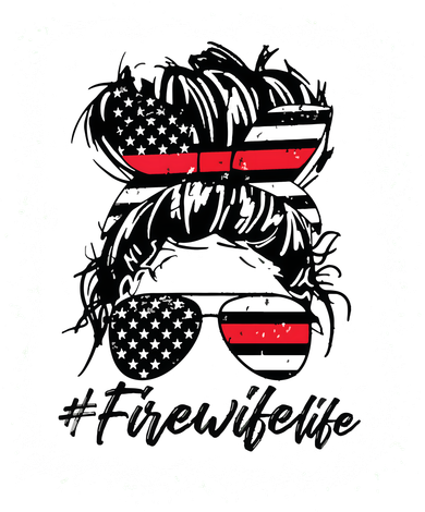Fire Wife Life Firefighter 4th Of July US Messy Bun Bleached Doggie Tank