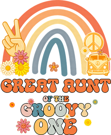 Great Aunt of the Groovy One Rainbow Boho Birthday Party Button