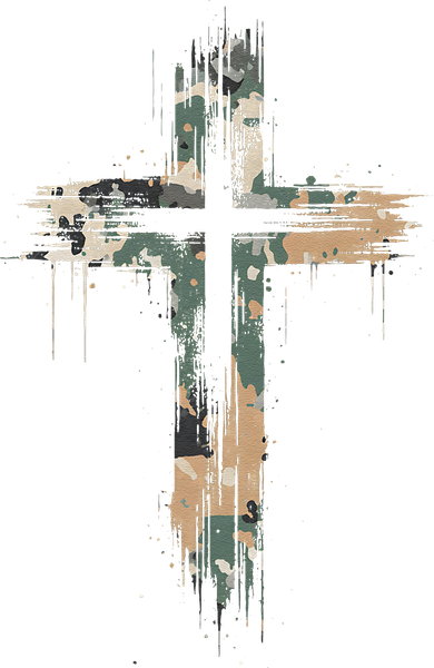 Grunge Christian Cross Camo Camouflage Bucket Hat