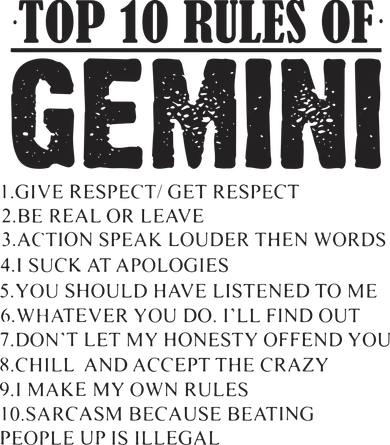 Gemini Funny 10 Rules Of Gemini Zodiac Signs Birthday Women's Long Sleeve Shirt
