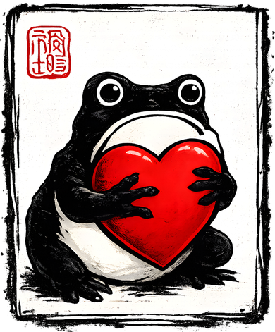 Grumpy Frog Japanese Valentine's Day Magnet