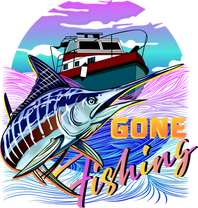 Gone Fishing Marlin Boat Women's Dry Zone Grid Polo