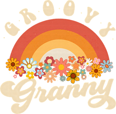 Groovy Granny Retro Rainbow Colorful Flowers Design Grandma Kids T-Shirt