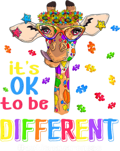 Giraffe It's Ok To Be Different Autism Awareness Acceptance Cute Gift Kids T-Shirt