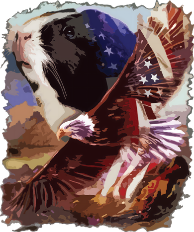 Guinea Pig American Flag 4th July Independence Eagle Bucket Hat