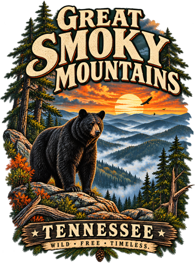 Great Smoky Mountains Bear Artwork for Tennessee Lovers Doggie Tank