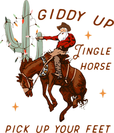 Giddy Up Jingle Horse Pick Up Your Feet Cow Santa Xmas Women's Hoodie