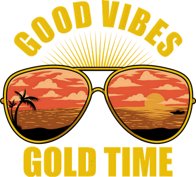 Good Vibes Gold Time Tropical Beach Button