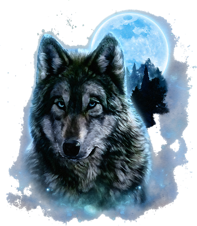 Grey Wolf Hunting Ground Icy Moon Forest Galaxy Women's Long Sleeve Shirt