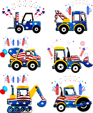 Happy 4th Of July Crane Truck Construction Doggie Tank