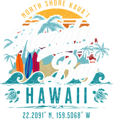 Hanalei Bay North Shore Kauai Hawaii Retro Sun Surf Fishing Kids Long Sleeve Shirt