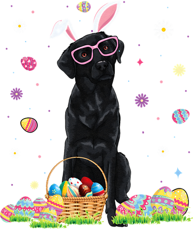 Happy Easter Cute Black Labrador Bunny Ears Dog Lovers Bucket Hat