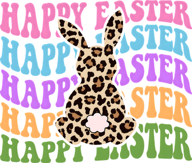 Happy Easter Cheetah Bunny Colorful Retro Button