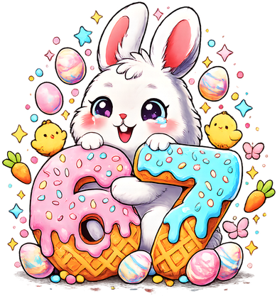 Happy Easter Day 67 Bunny Six Seven 6-7 Eggs Coaster