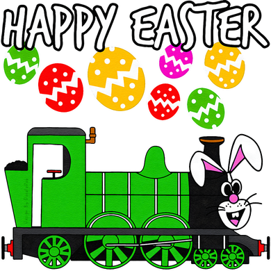 Happy Easter Steam Train Engine Bunny Chocolate Eggs Women's T-Shirt