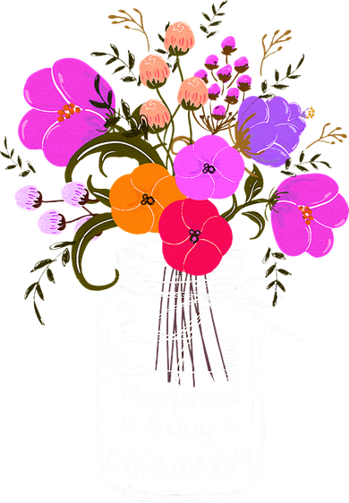 Happiness Is Being A Grandmom Gift Grandma Mom Flower Kids T-Shirt