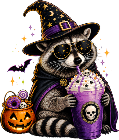 Halloween Raccoon Drinking Coffee Spooky Toddler Hoodie
