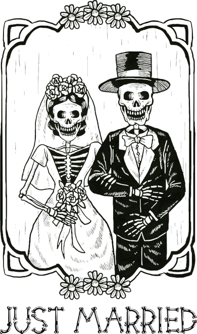 Halloween Skeletons Bride And Groom Just Married Funny Hooded Wearable Blanket