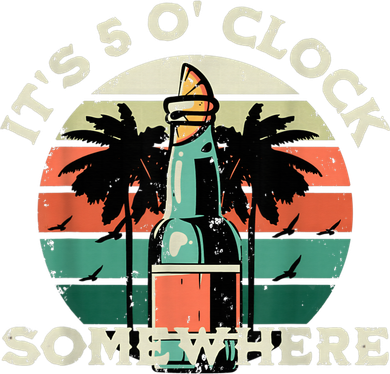 It's 5 O’clock Somewhere Summer Retro Sunset Drinking Women's Dry Zone Grid Polo