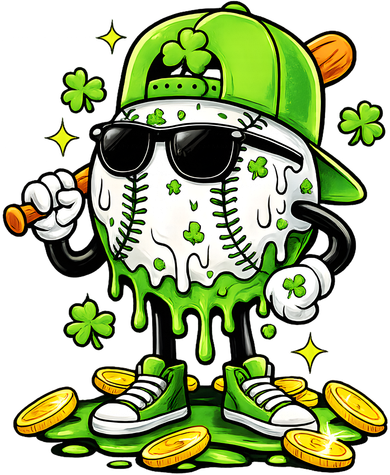 Irish Baseball Melting Drip Ice Cream St Patricks Day Long Sleeve Shirt