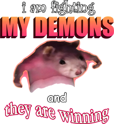 Im Fighting My Demons And They Are Winning Rat Word Art Meme Kids T-Shirt