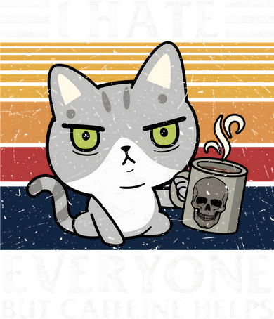 I Hate Everyone But Caffeine Helps Funny Cat Coffee Mug