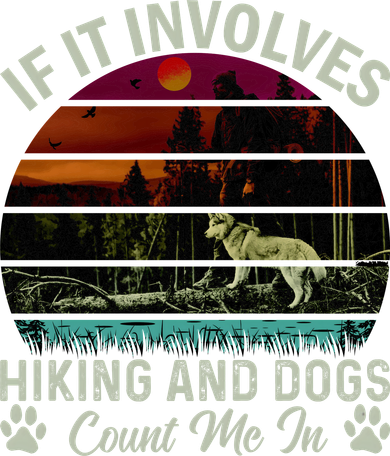 If It Involves Hiking And Dogs Count Me In Mountains Adventure Retro Vintage Women's Long Sleeve Shirt