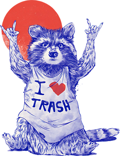 I Love Trash Raccoon Japanese Retro Style Mousepad