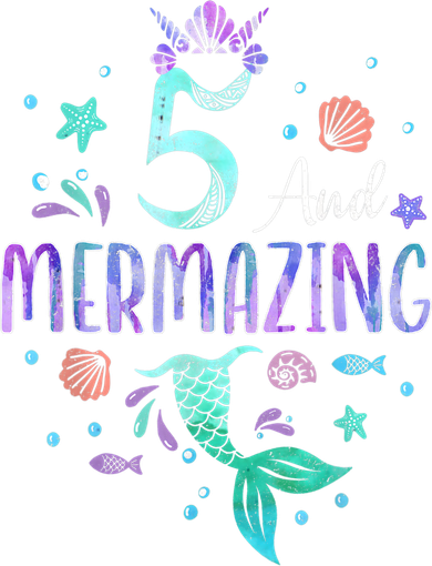 Its My Mermazing 5th Birthday Mermaid Girl Theme 5 Yrs Old Kids T-Shirt