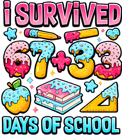 I Survived 67 33 Days Of School 100 Day 6-7 Meme Kids T-Shirt