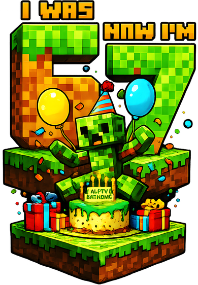 I Was 6 Now I'm 7 Unlocked Pixel Game 67 Meme 7th Birthday Kids T-Shirt