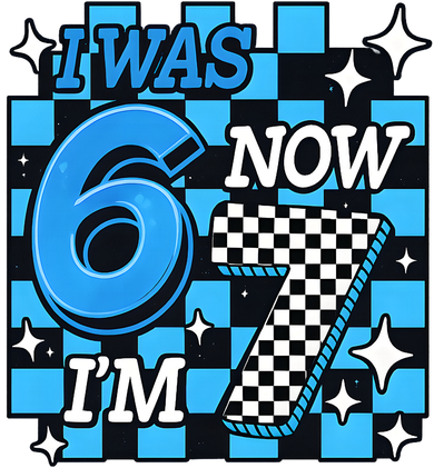 I Was 6 Now I'm 7 Birthday Bday Blue Checkered Kids Hoodie
