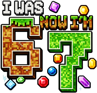 I Was 6 Now I'm 7 Pixel Birthday Gamer Funny 6-7 Meme Kids T-Shirt